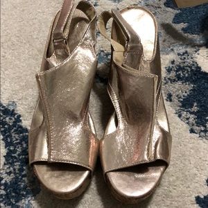 Gold wedges size 8 never worn
